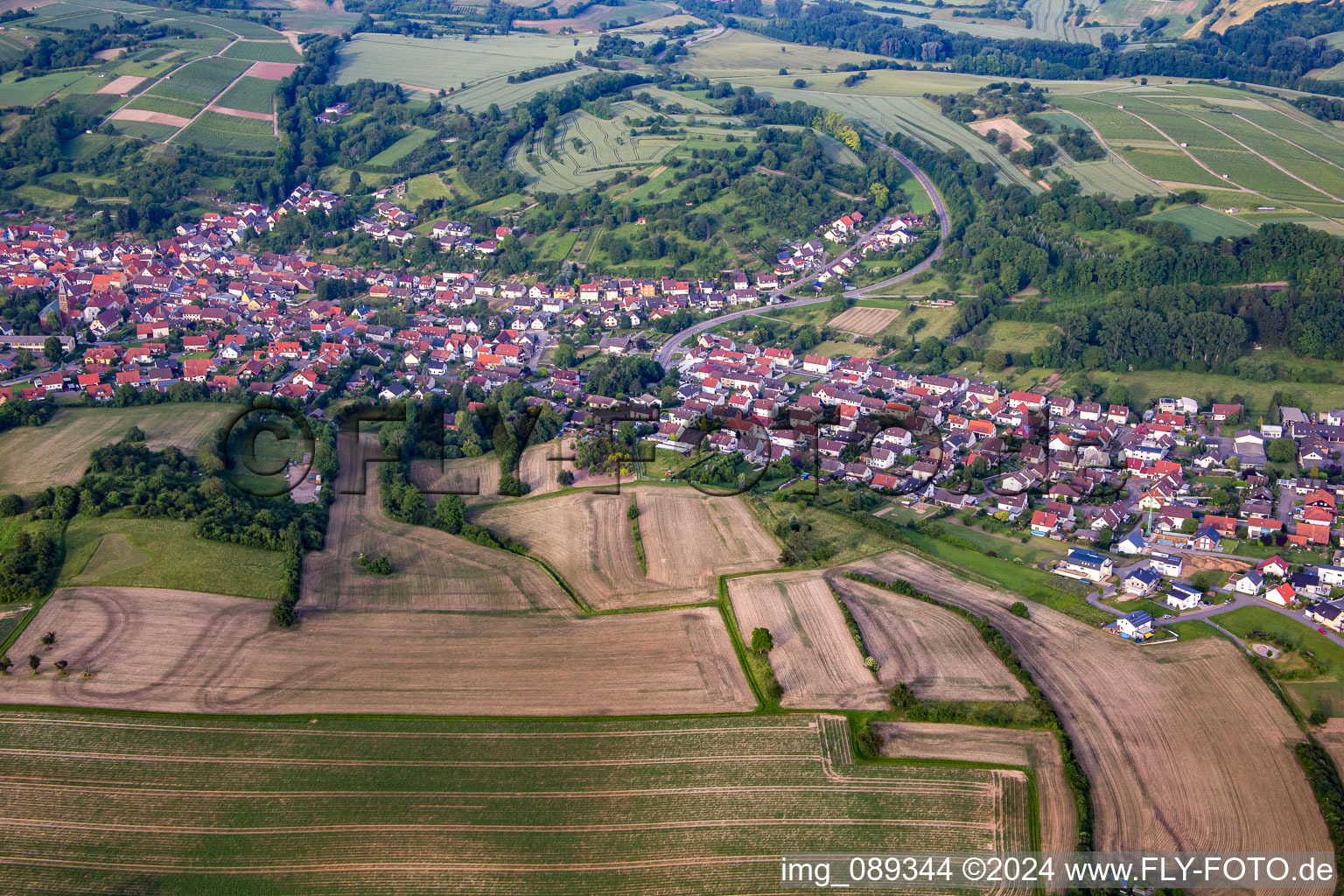 Oblique view of District Oberöwisheim in Kraichtal in the state Baden-Wuerttemberg, Germany