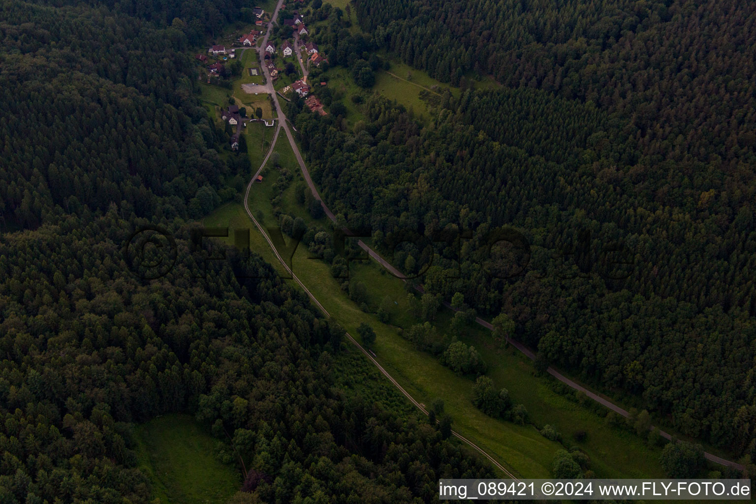 Aerial view of Langenthal in the district Brombach in Eberbach in the state Baden-Wuerttemberg, Germany