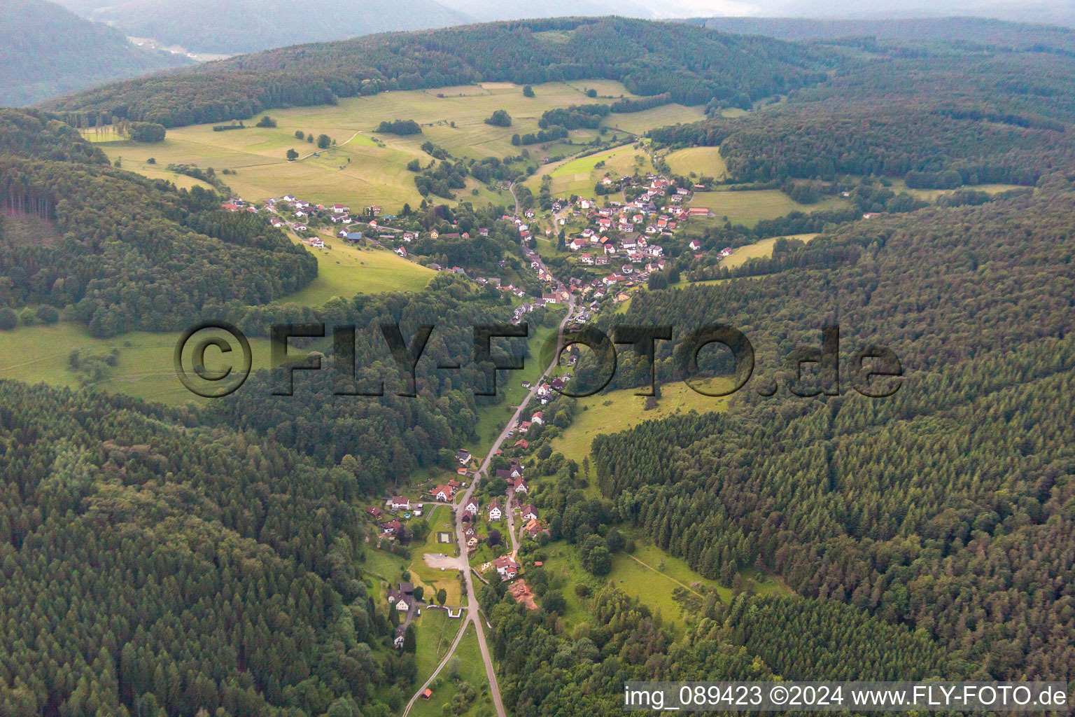 Oblique view of Langenthal in the district Brombach in Eberbach in the state Baden-Wuerttemberg, Germany