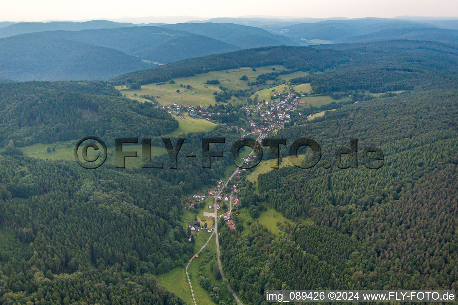 Langenthal in the district Brombach in Eberbach in the state Baden-Wuerttemberg, Germany from above