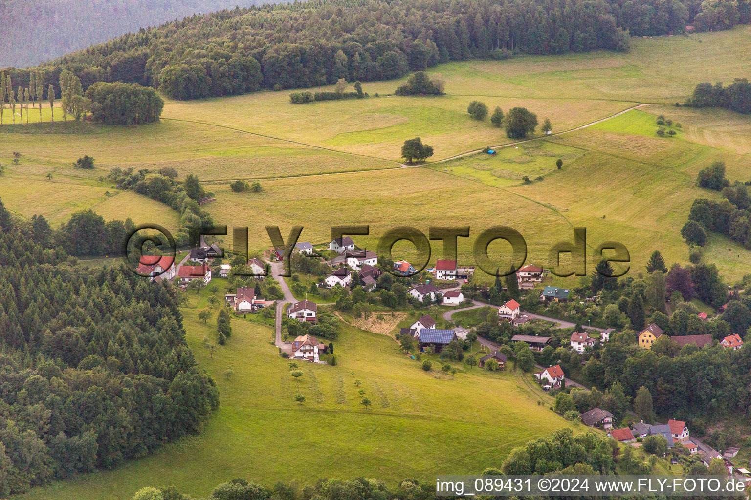 Oblique view of District Brombach in Eberbach in the state Baden-Wuerttemberg, Germany