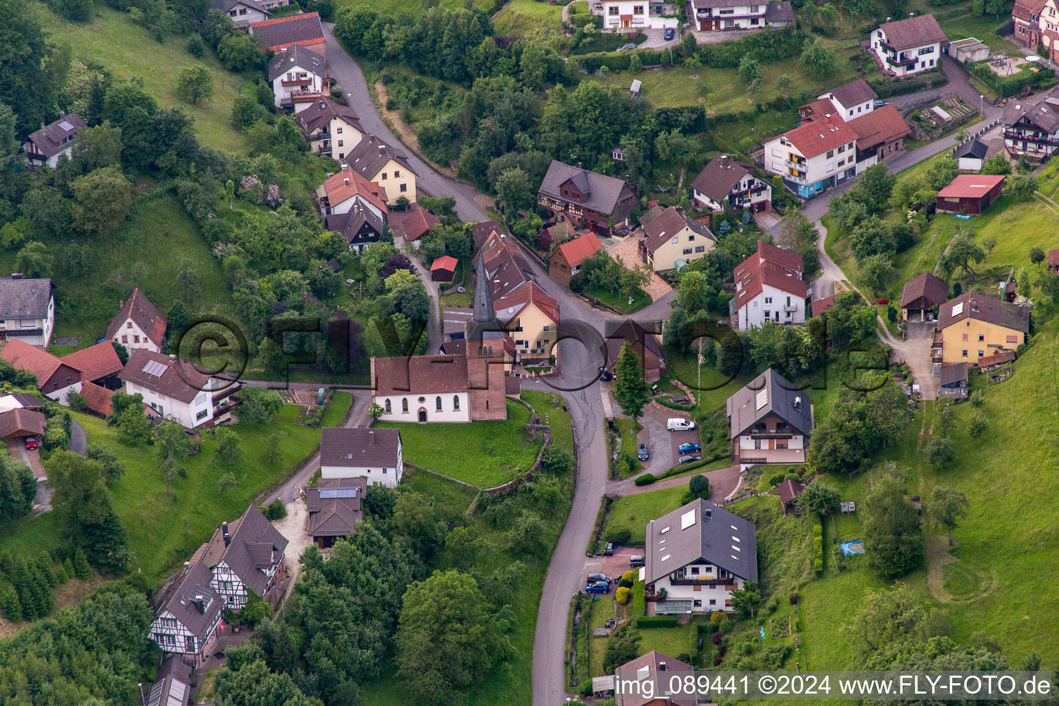 District Brombach in Eberbach in the state Baden-Wuerttemberg, Germany from the plane