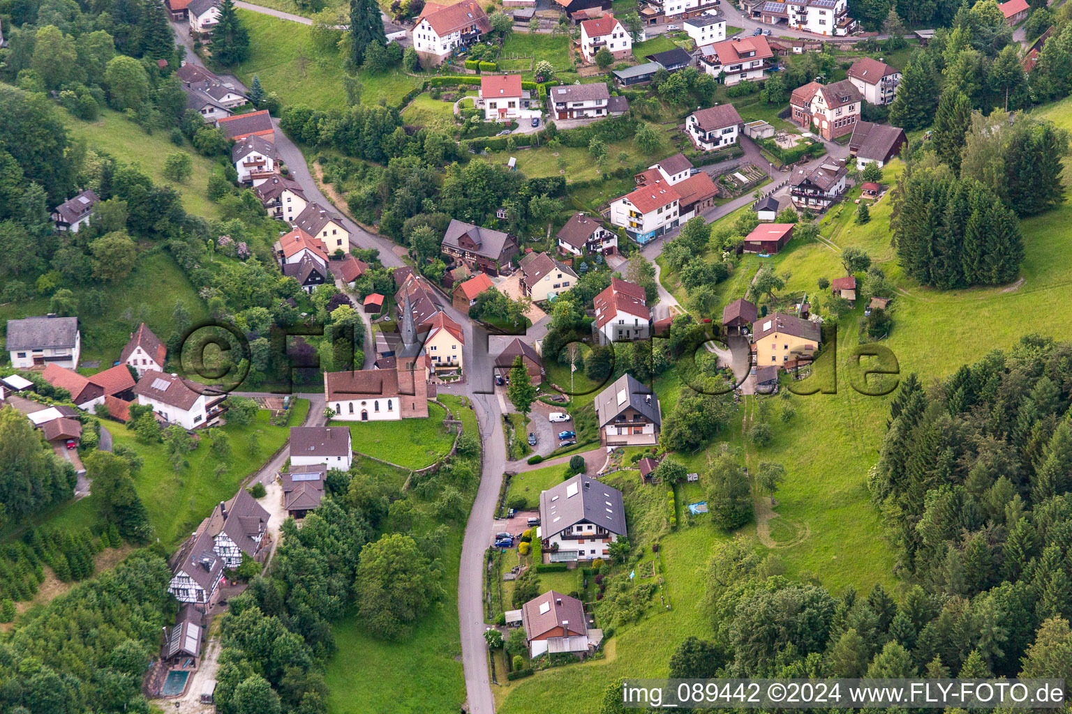 Bird's eye view of District Brombach in Eberbach in the state Baden-Wuerttemberg, Germany