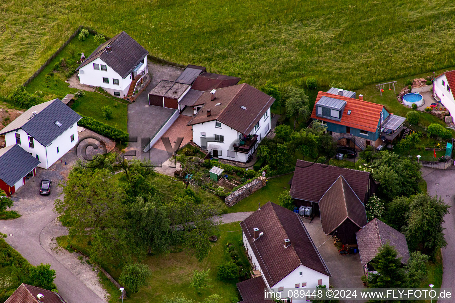 District Brombach in Eberbach in the state Baden-Wuerttemberg, Germany from the drone perspective