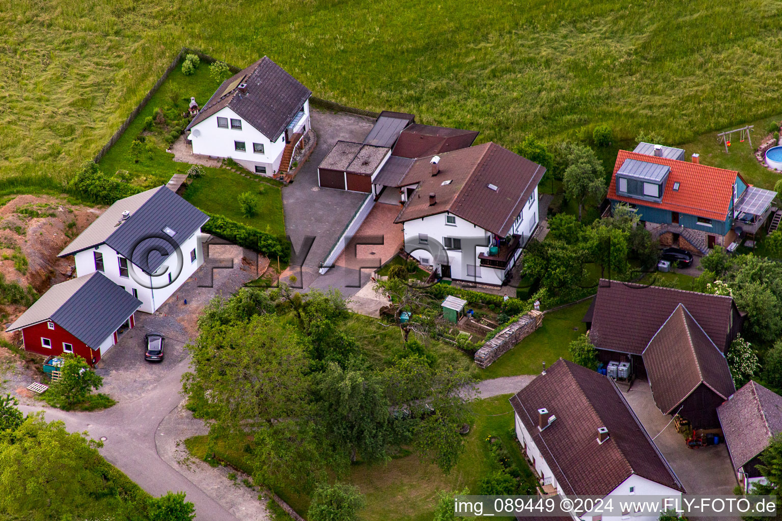 District Brombach in Eberbach in the state Baden-Wuerttemberg, Germany from a drone