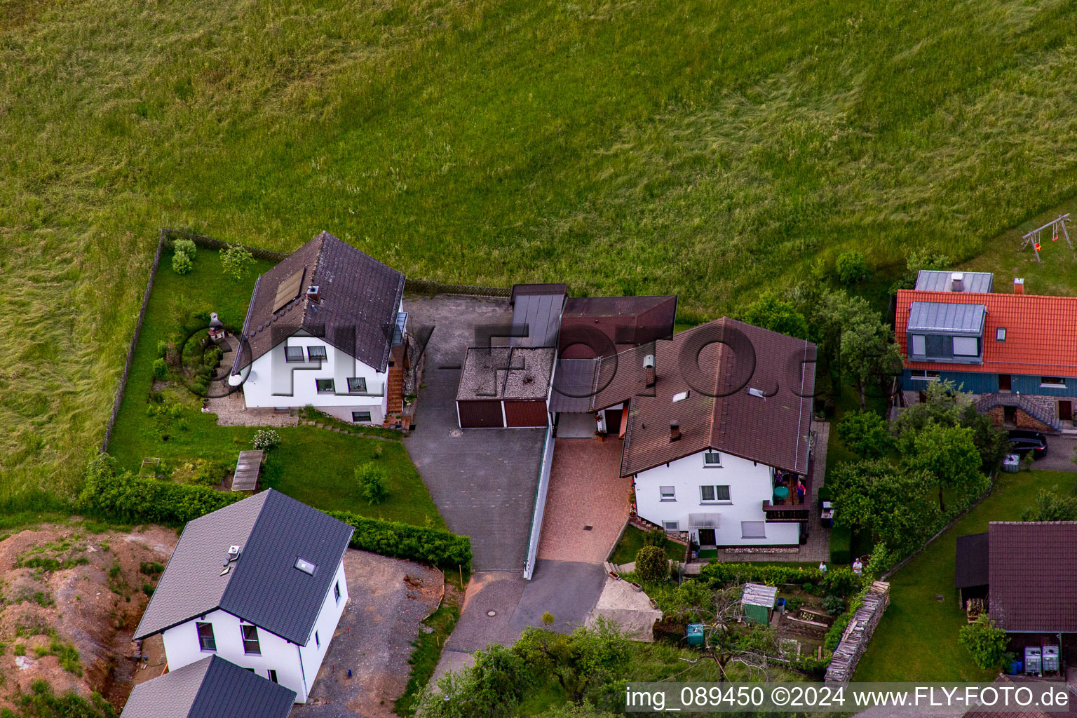 District Brombach in Eberbach in the state Baden-Wuerttemberg, Germany seen from a drone