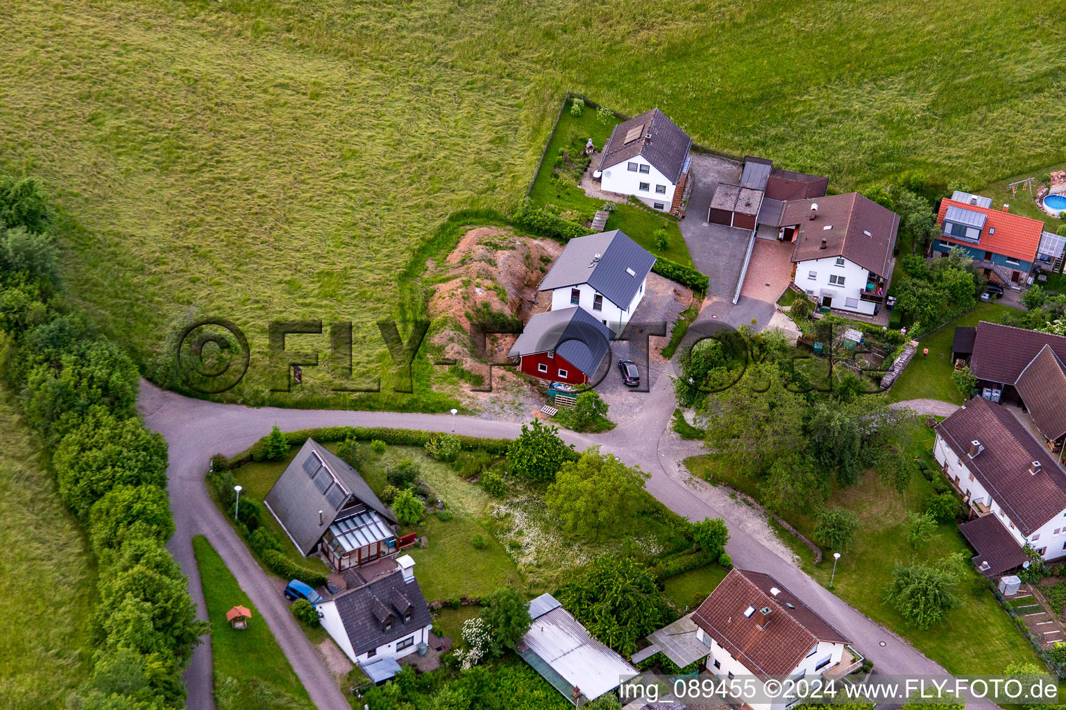 Aerial view of District Brombach in Eberbach in the state Baden-Wuerttemberg, Germany