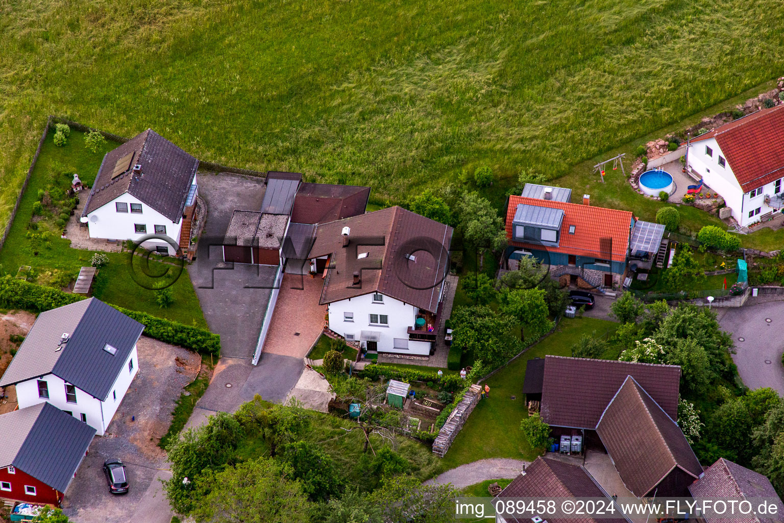 Oblique view of District Brombach in Eberbach in the state Baden-Wuerttemberg, Germany