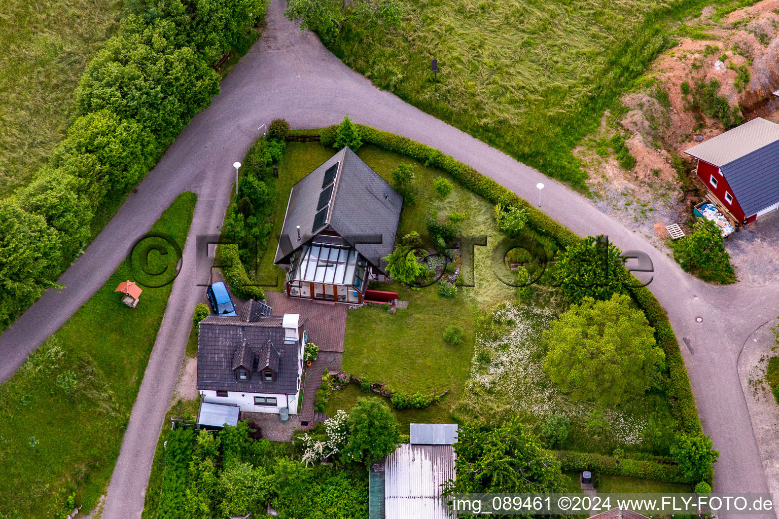 District Brombach in Eberbach in the state Baden-Wuerttemberg, Germany seen from above