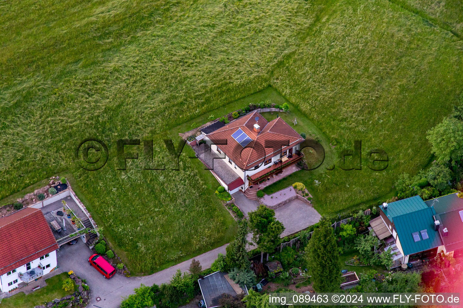 District Brombach in Eberbach in the state Baden-Wuerttemberg, Germany from the plane