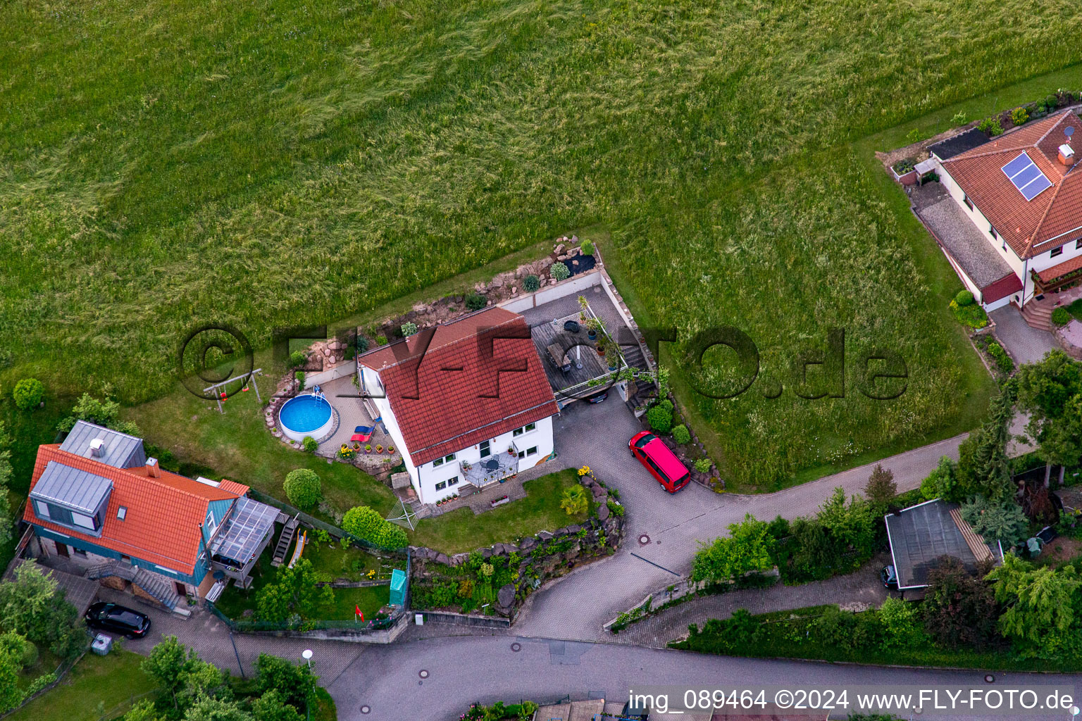 Bird's eye view of District Brombach in Eberbach in the state Baden-Wuerttemberg, Germany