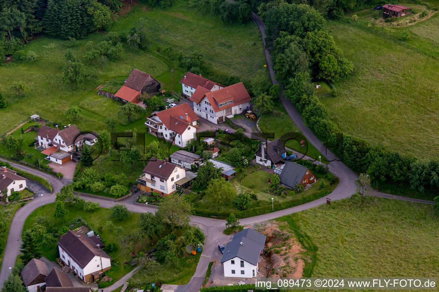 District Brombach in Eberbach in the state Baden-Wuerttemberg, Germany seen from a drone