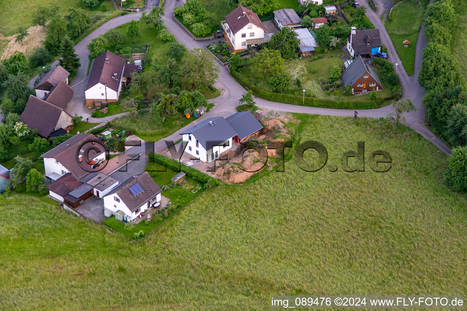 Oblique view of District Brombach in Eberbach in the state Baden-Wuerttemberg, Germany