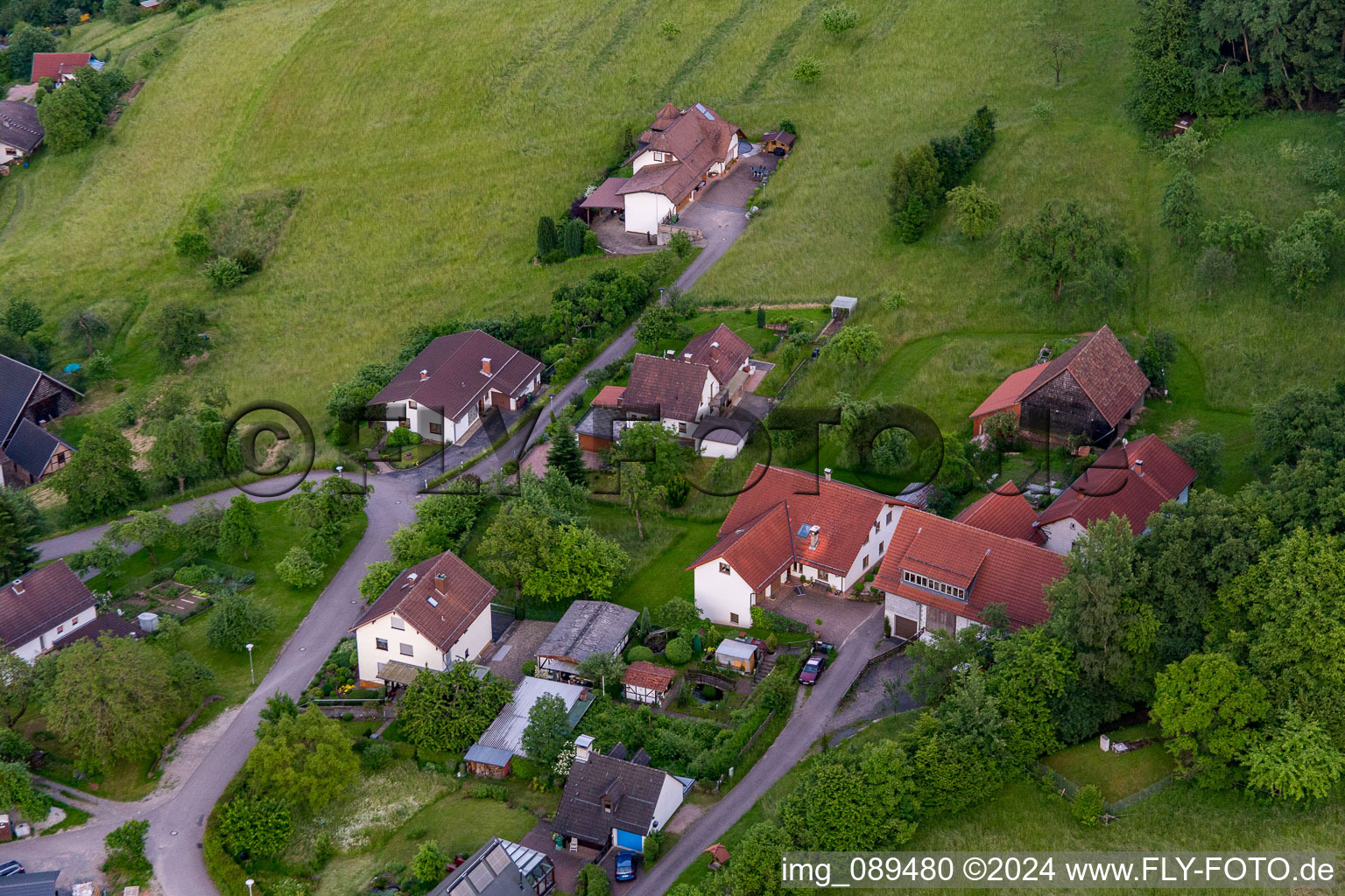 District Brombach in Eberbach in the state Baden-Wuerttemberg, Germany seen from above