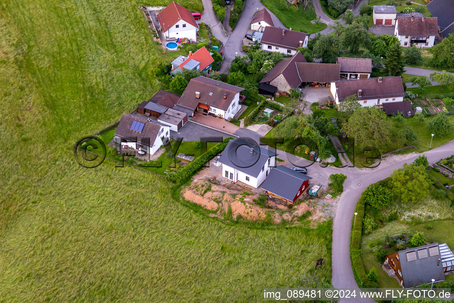 District Brombach in Eberbach in the state Baden-Wuerttemberg, Germany from the plane