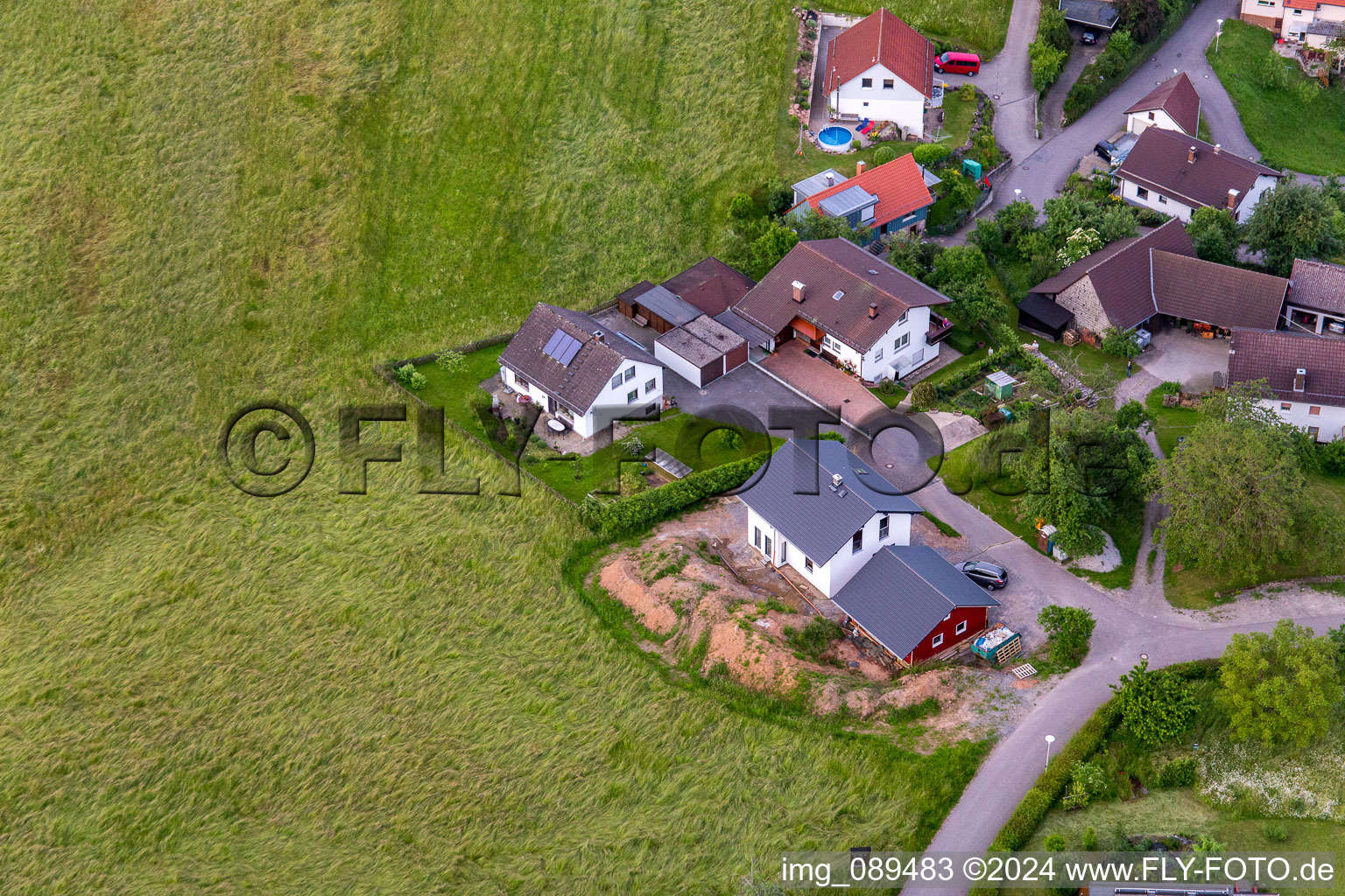 Bird's eye view of District Brombach in Eberbach in the state Baden-Wuerttemberg, Germany