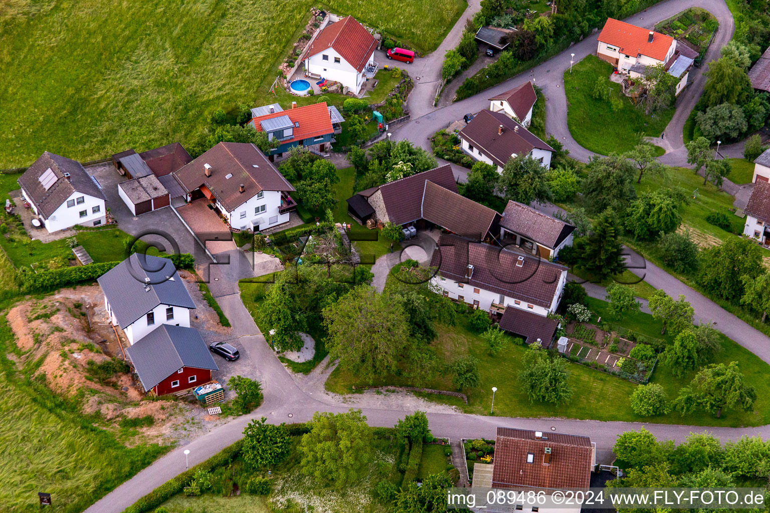 District Brombach in Eberbach in the state Baden-Wuerttemberg, Germany viewn from the air