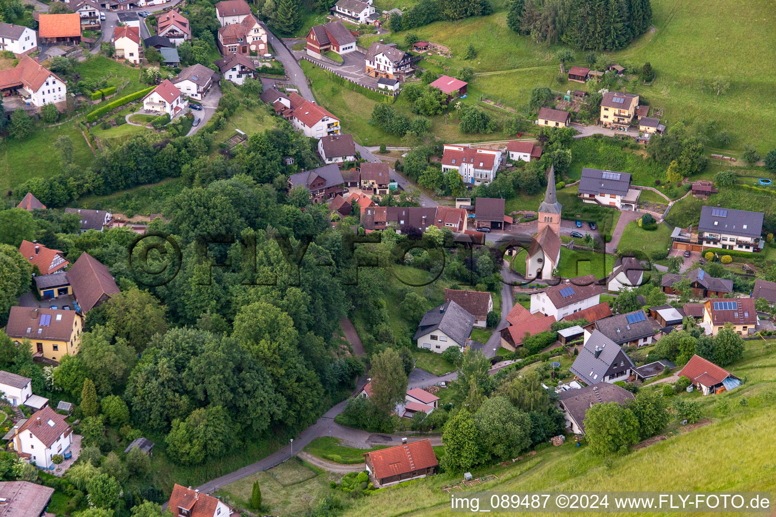 Drone recording of District Brombach in Eberbach in the state Baden-Wuerttemberg, Germany