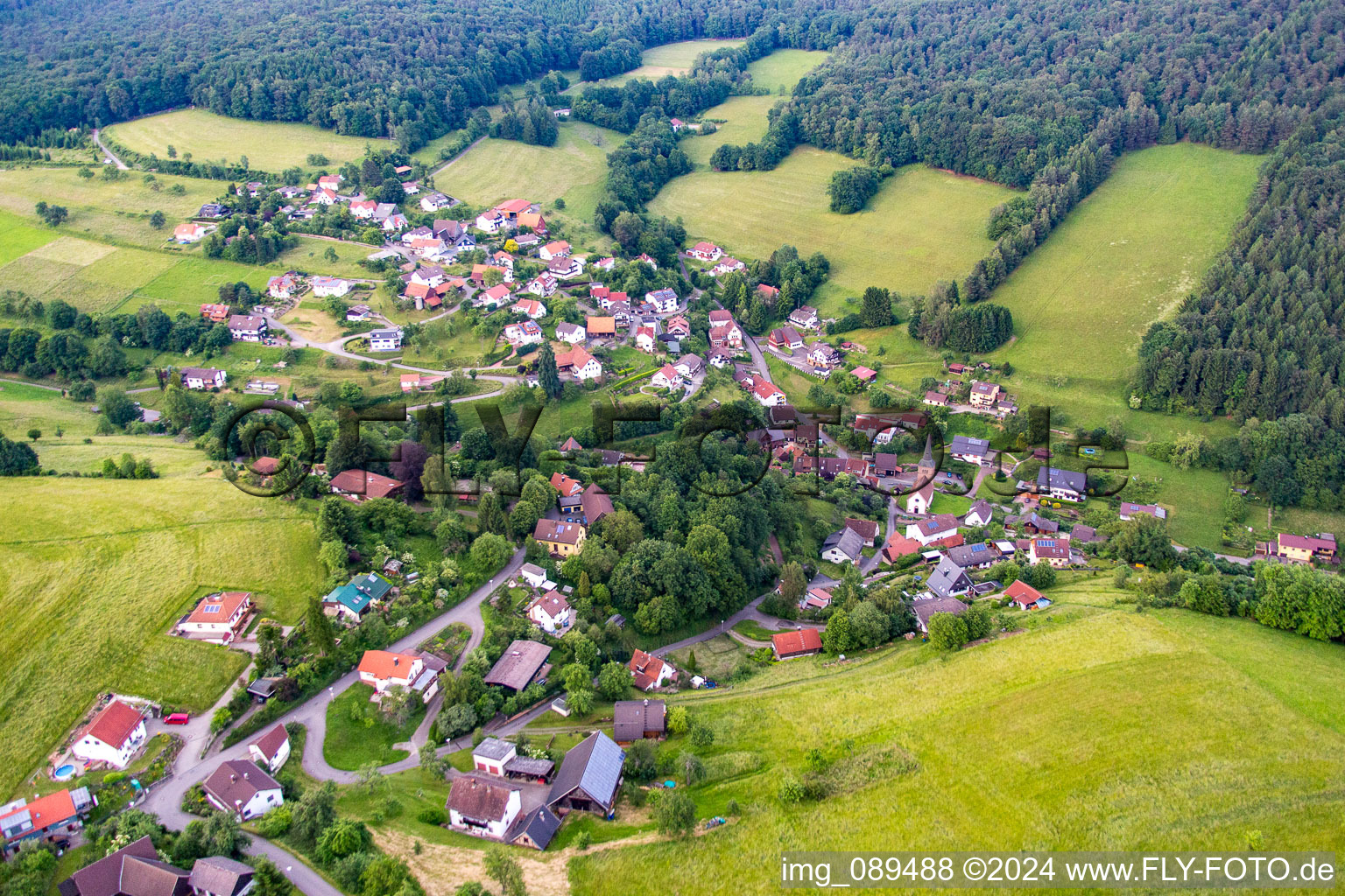 Drone image of District Brombach in Eberbach in the state Baden-Wuerttemberg, Germany