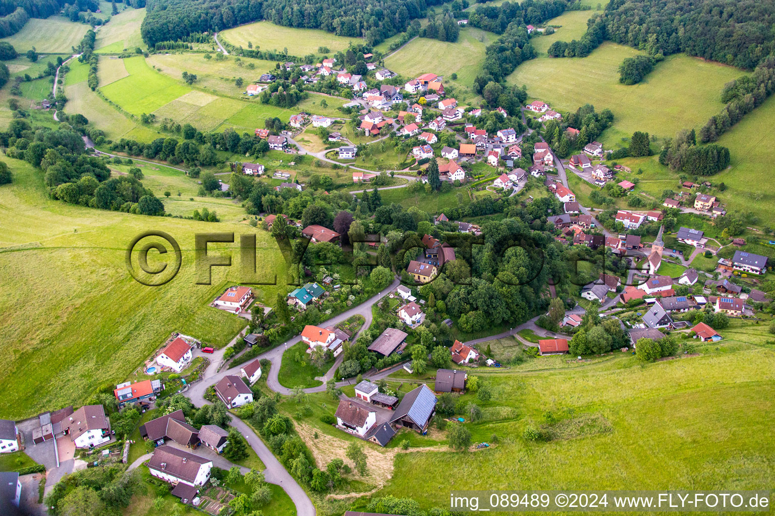 District Brombach in Eberbach in the state Baden-Wuerttemberg, Germany from the drone perspective