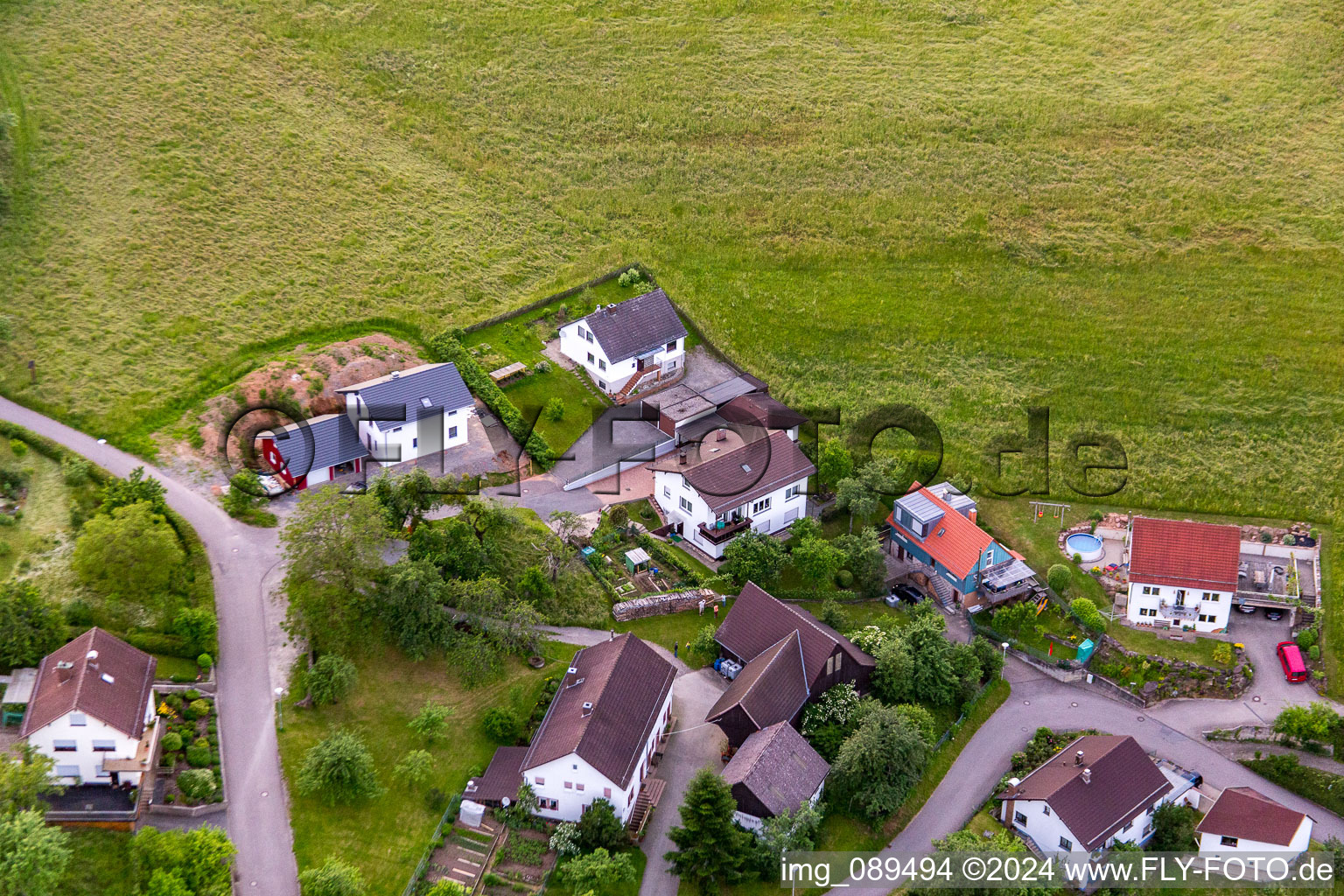 Aerial view of District Brombach in Eberbach in the state Baden-Wuerttemberg, Germany