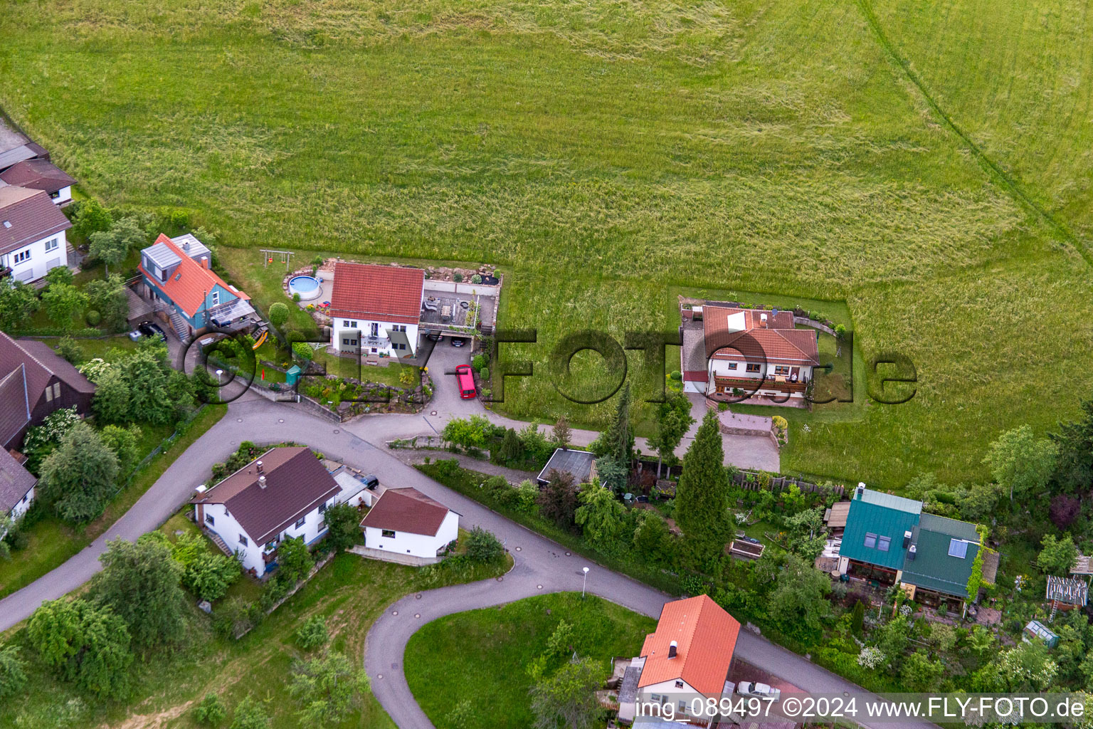 District Brombach in Eberbach in the state Baden-Wuerttemberg, Germany from above