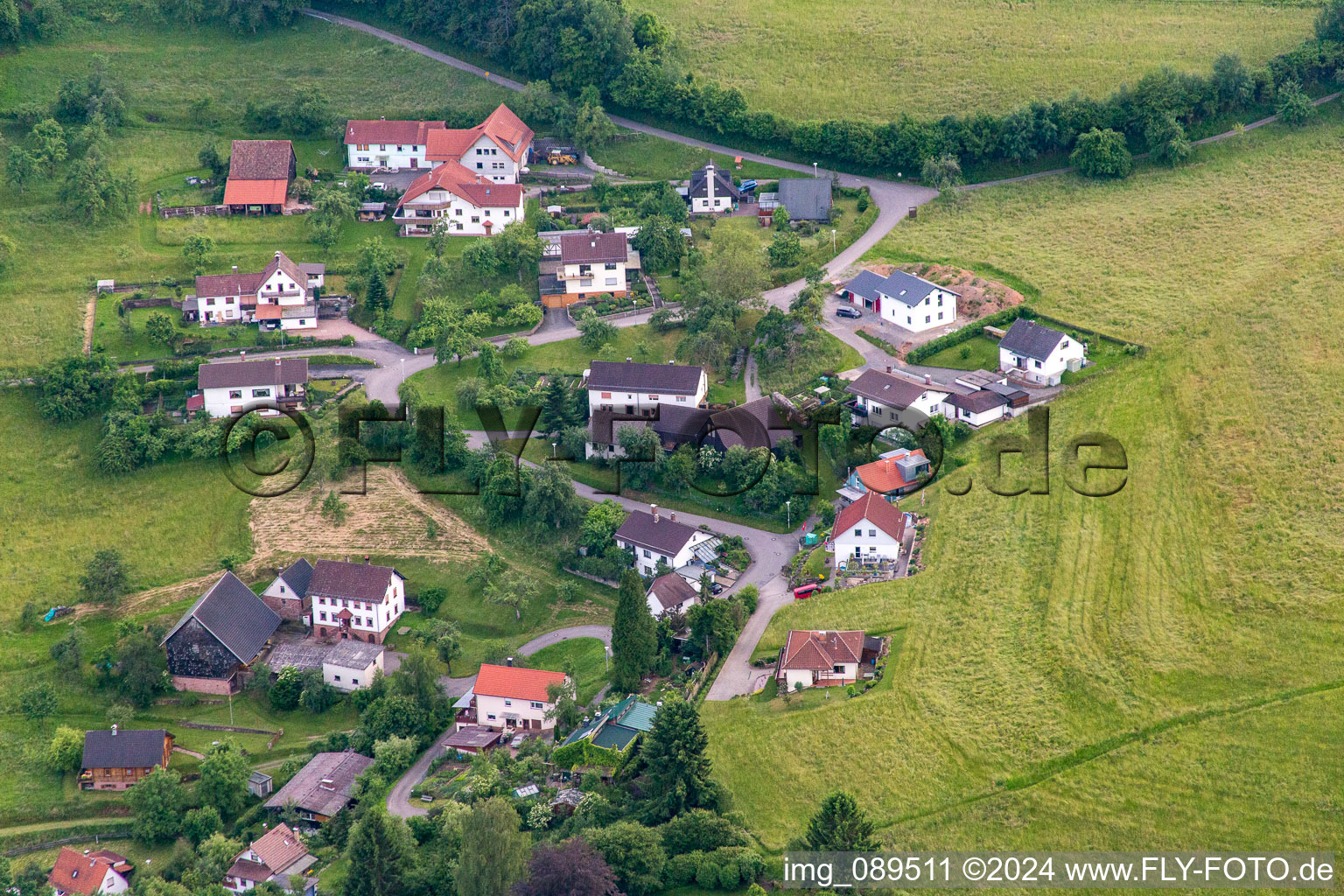 District Brombach in Eberbach in the state Baden-Wuerttemberg, Germany seen from a drone