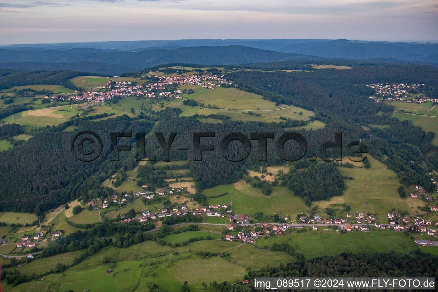 Aerial view of District Rothenberg in Oberzent in the state Hesse, Germany