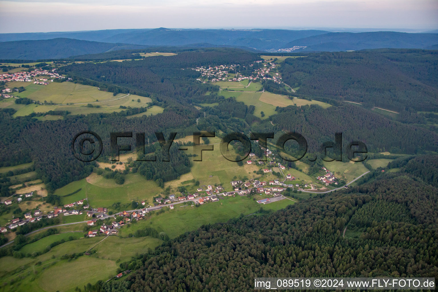 Oblique view of District Rothenberg in Oberzent in the state Hesse, Germany