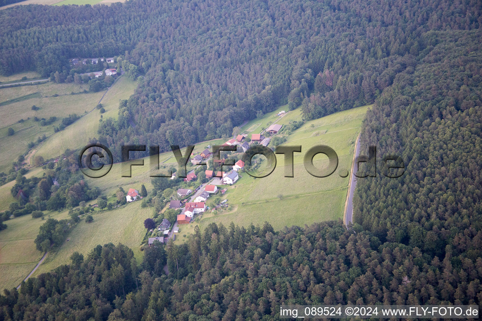 Aerial view of Finkenbach in the state Hesse, Germany