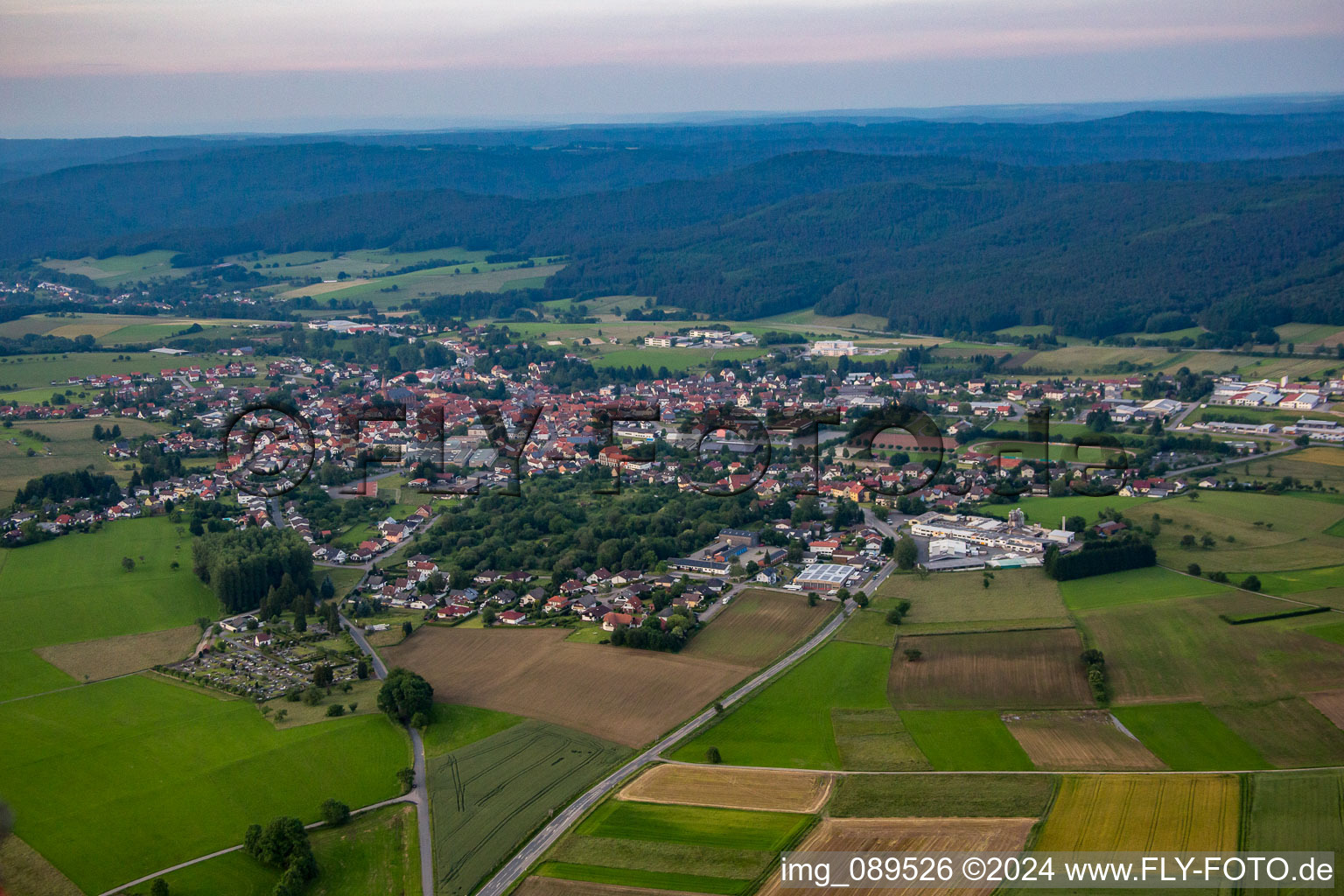 Aerial view of District Beerfelden in Oberzent in the state Hesse, Germany