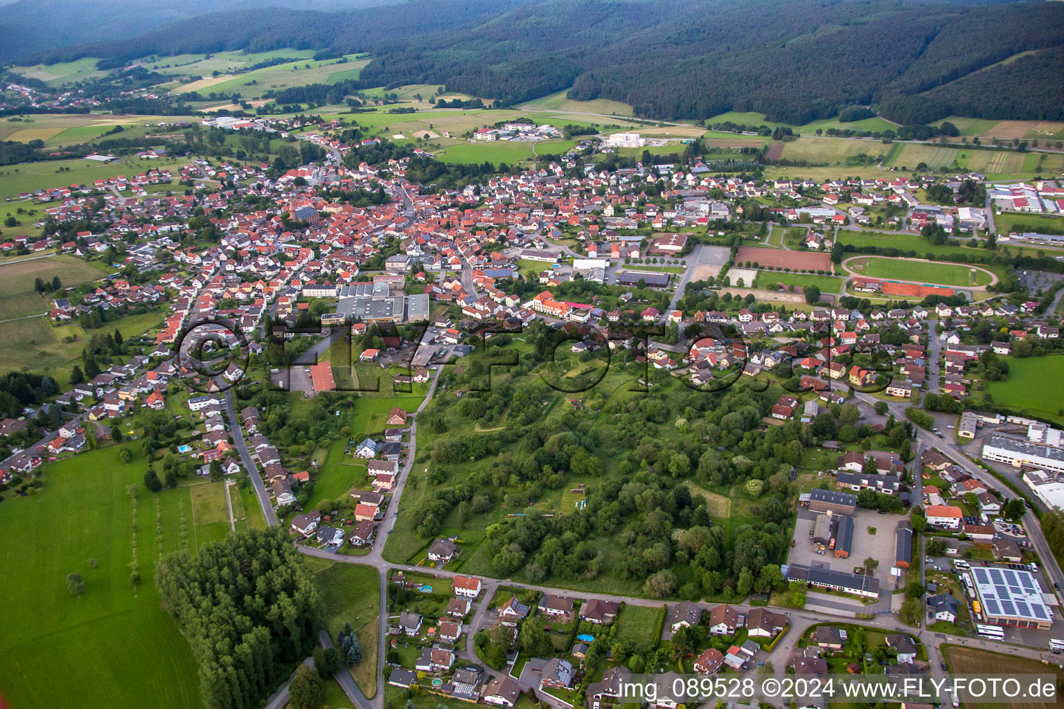 Oblique view of District Beerfelden in Oberzent in the state Hesse, Germany