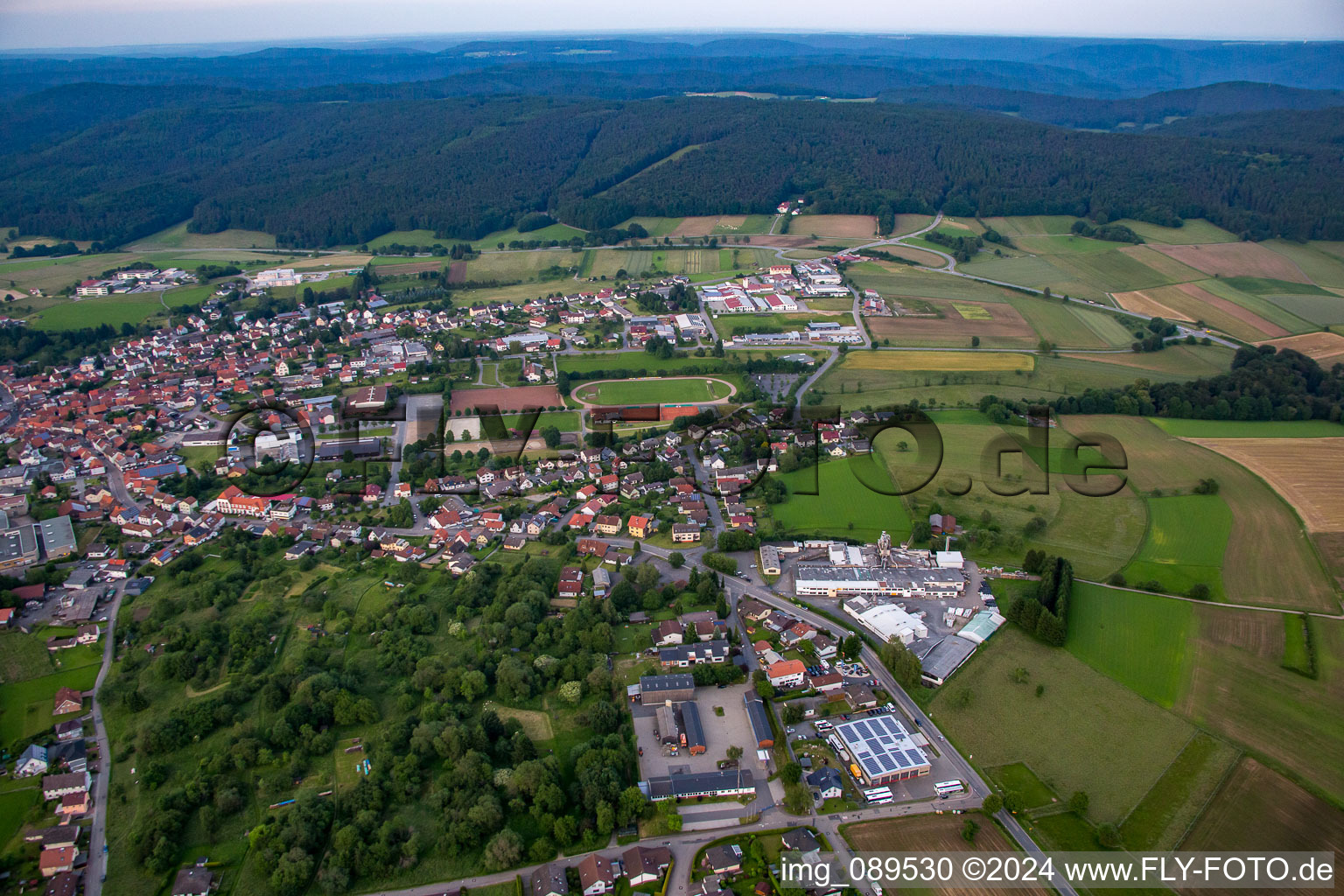 District Beerfelden in Oberzent in the state Hesse, Germany out of the air