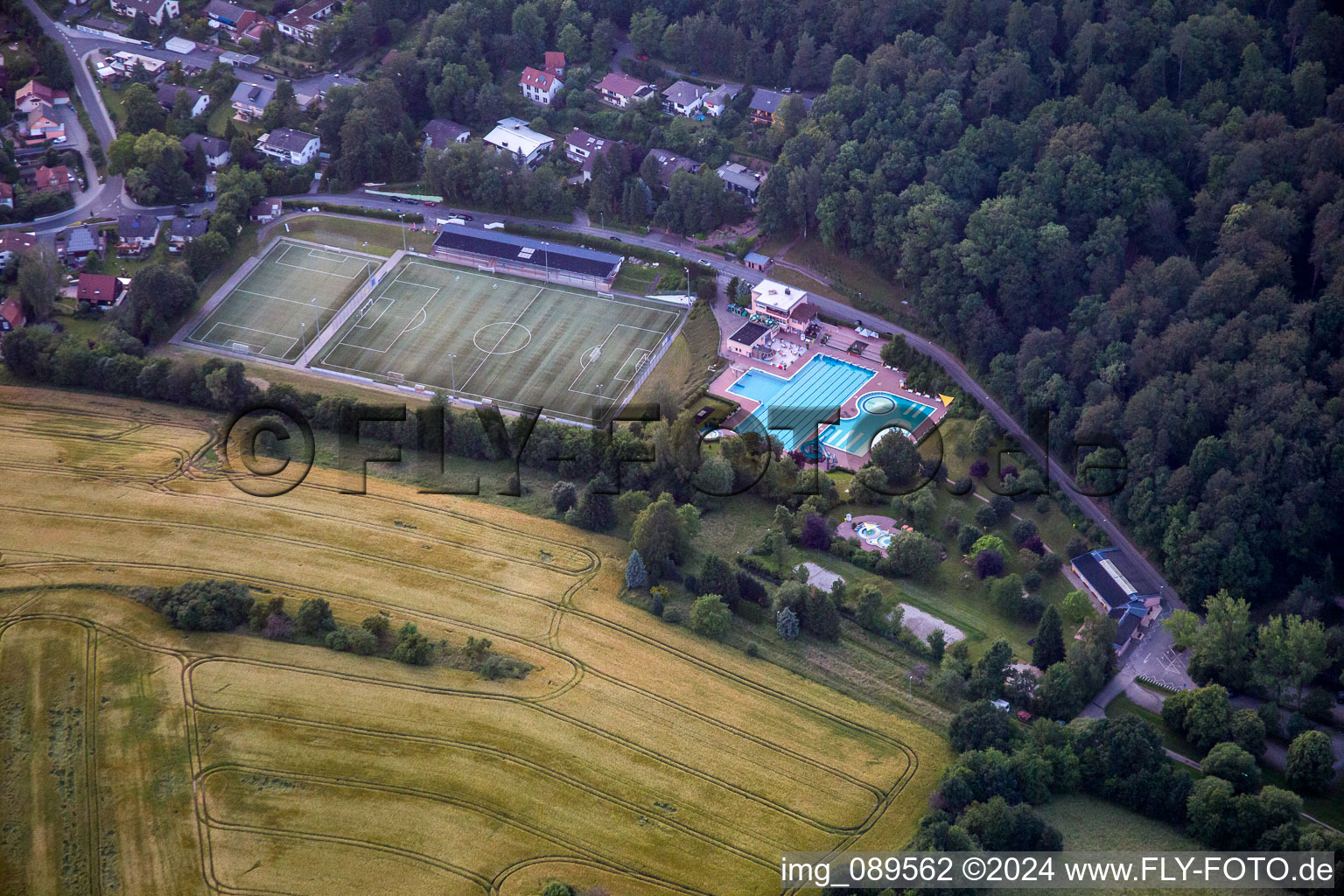 Aerial view of Forest swimming pool Michelstadt in Michelstadt in the state Hesse, Germany