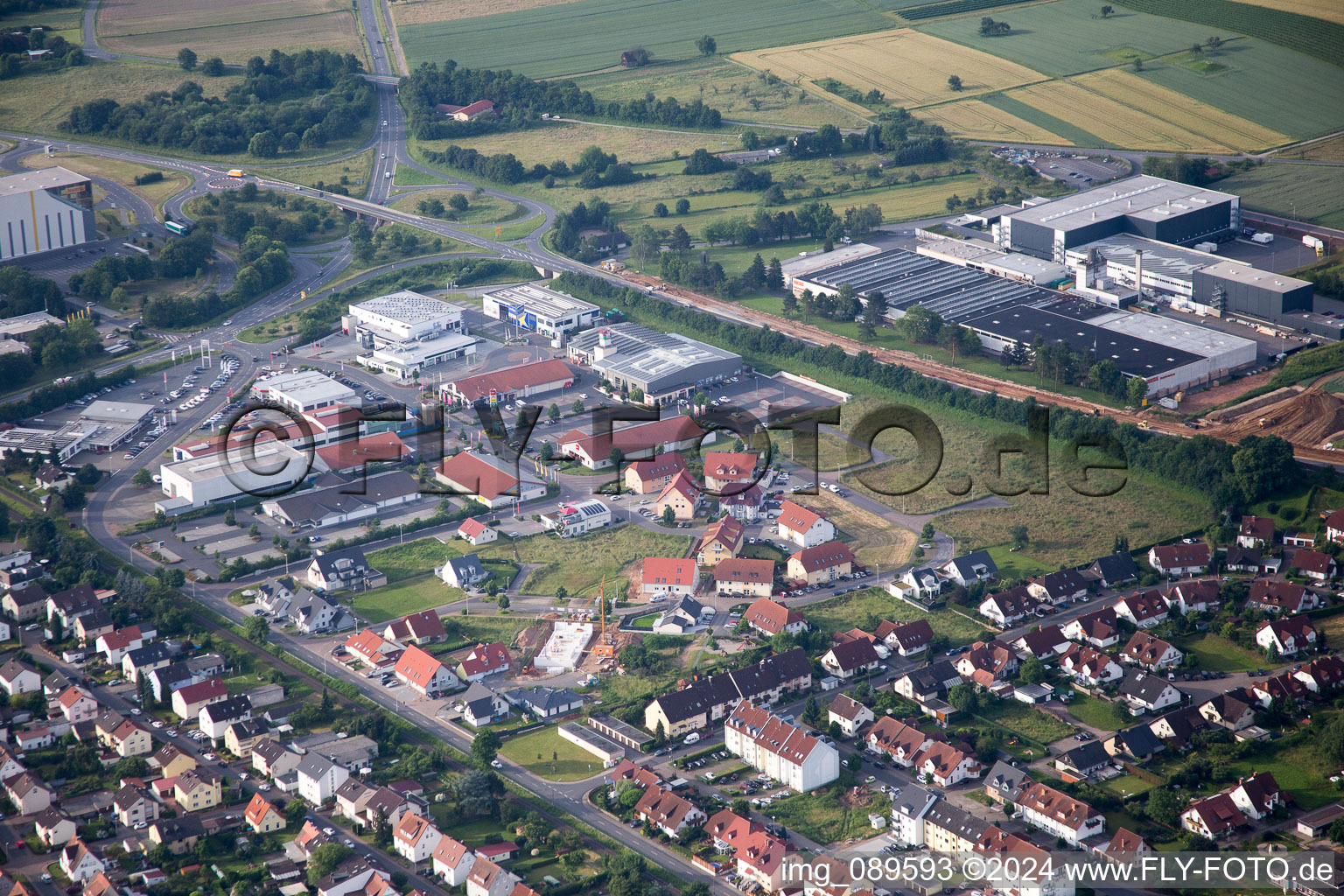 Aerial view of Kleinheubach in the state Bavaria, Germany