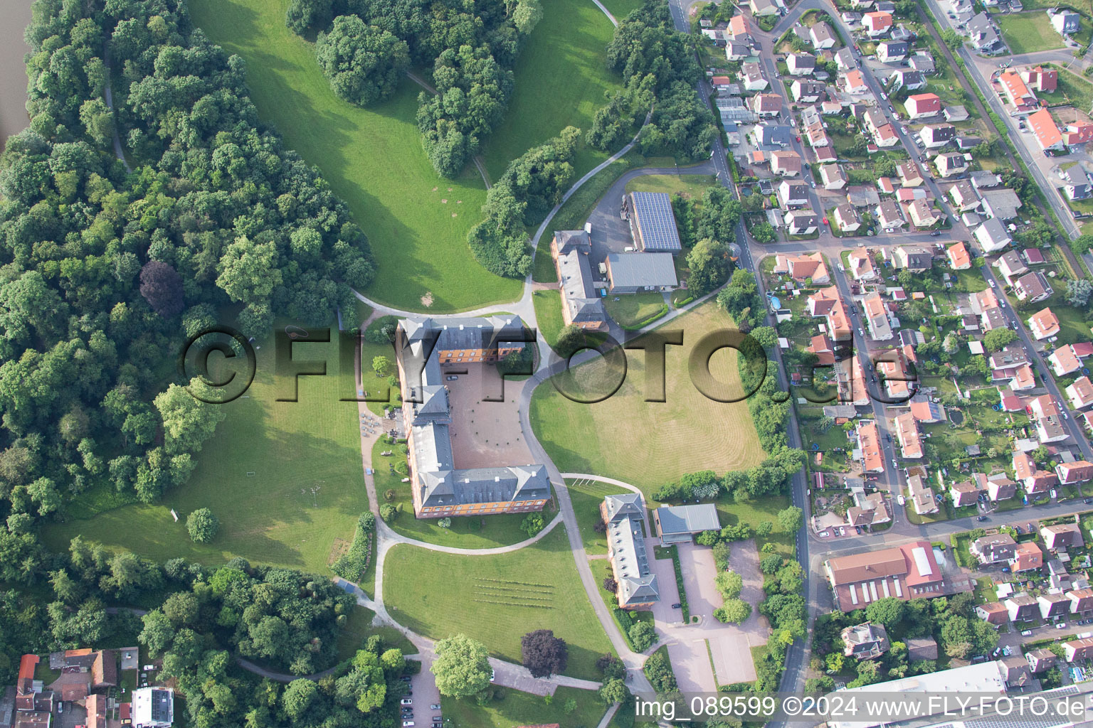 Oblique view of Kleinheubach in the state Bavaria, Germany