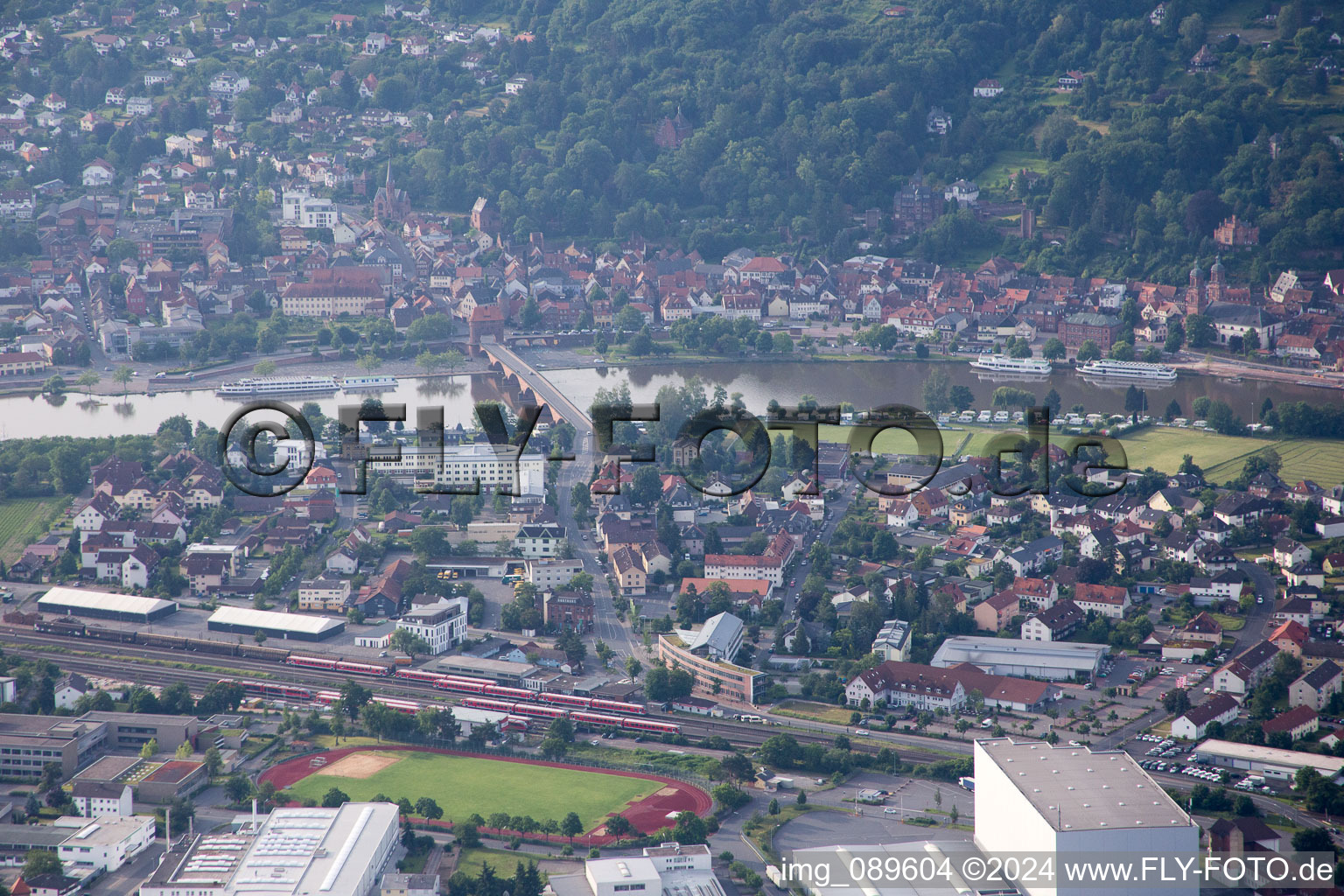 Aerial view of Miltenberg in the state Bavaria, Germany