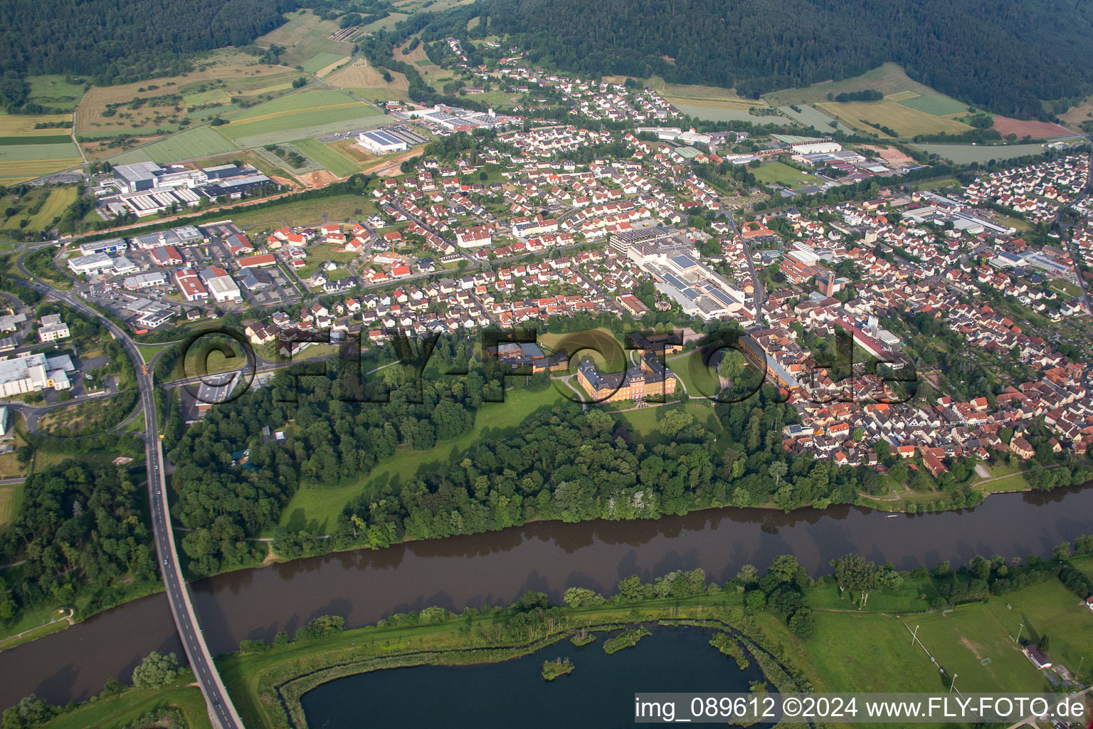 Kleinheubach in the state Bavaria, Germany from above