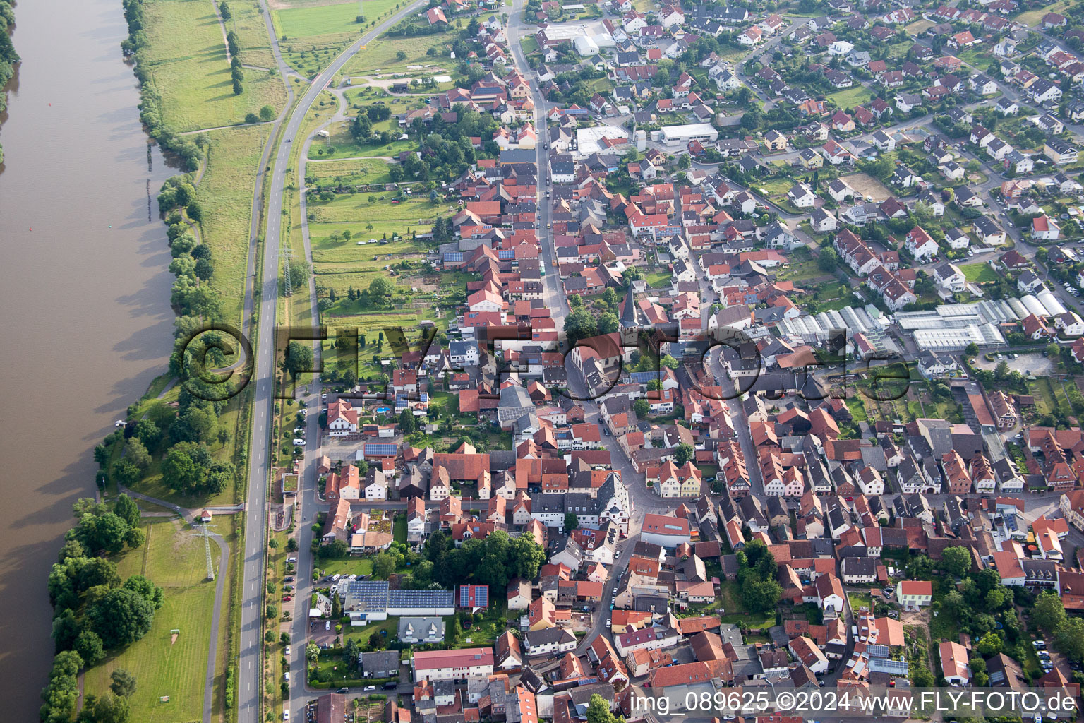 Aerial view of Bürgstadt in the state Bavaria, Germany