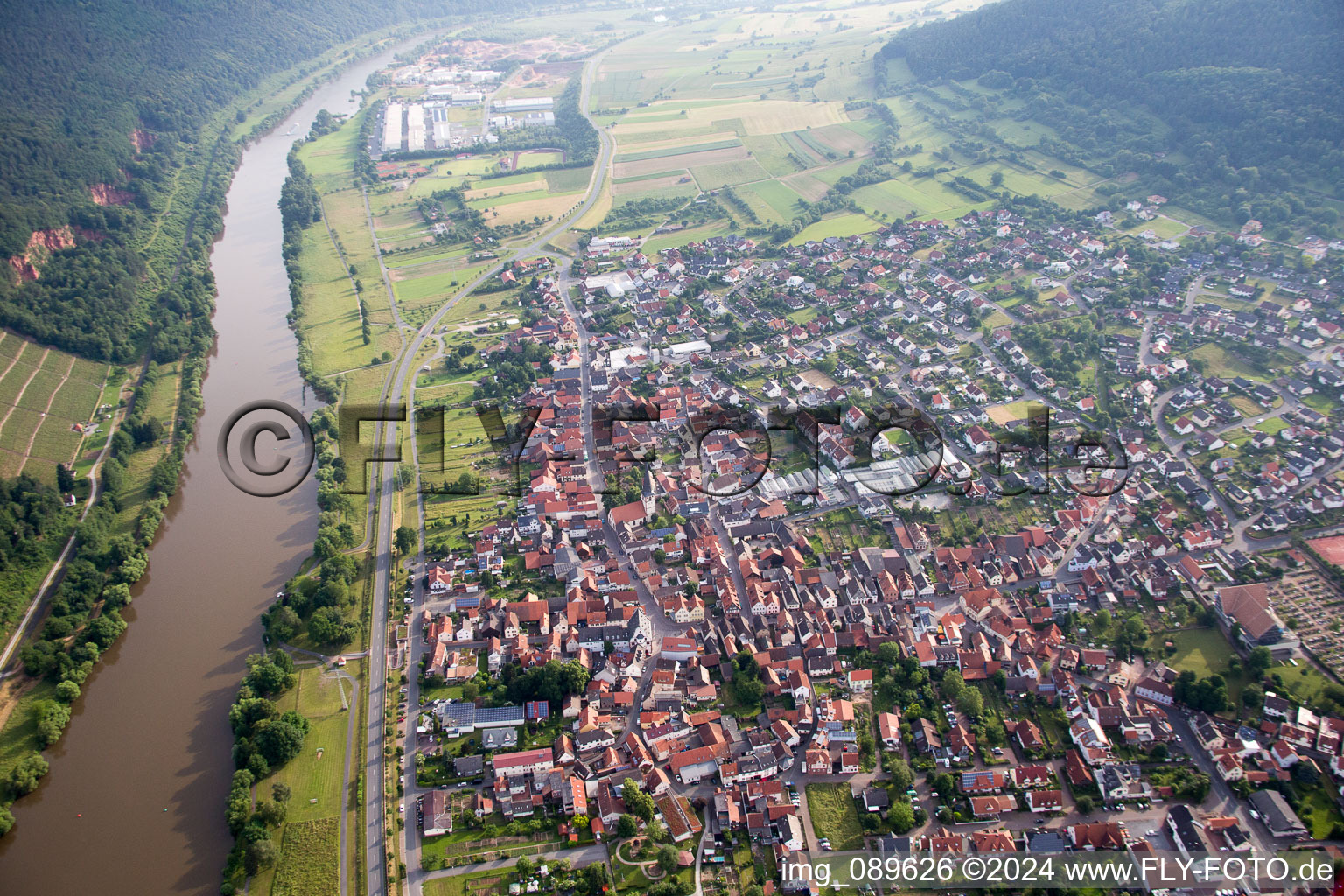 Aerial photograpy of Bürgstadt in the state Bavaria, Germany