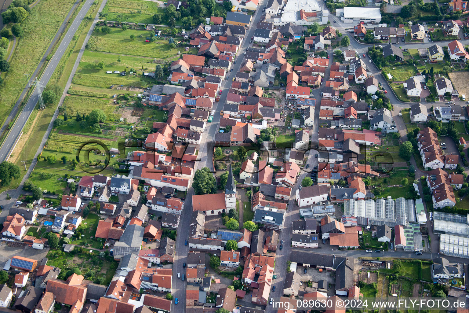 Bürgstadt in the state Bavaria, Germany from above