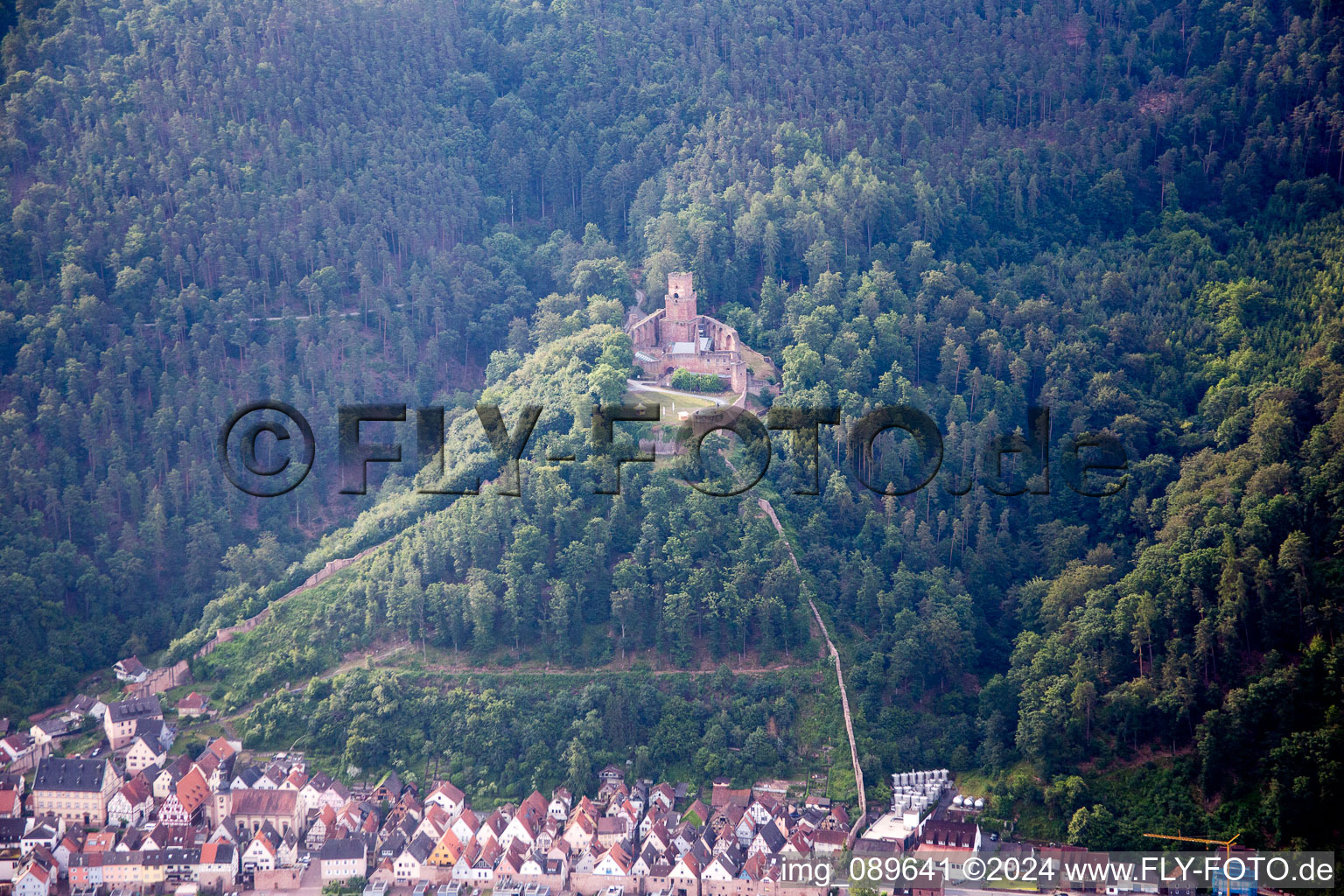 Aerial view of Freudenburg Castle in Freudenberg in the state Baden-Wuerttemberg, Germany