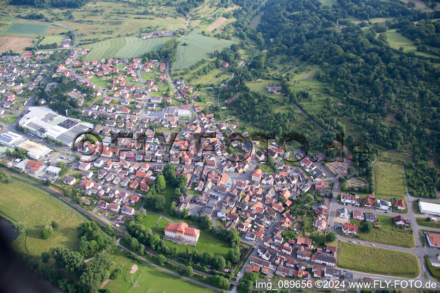 Oblique view of District Fechenbach in Collenberg in the state Bavaria, Germany