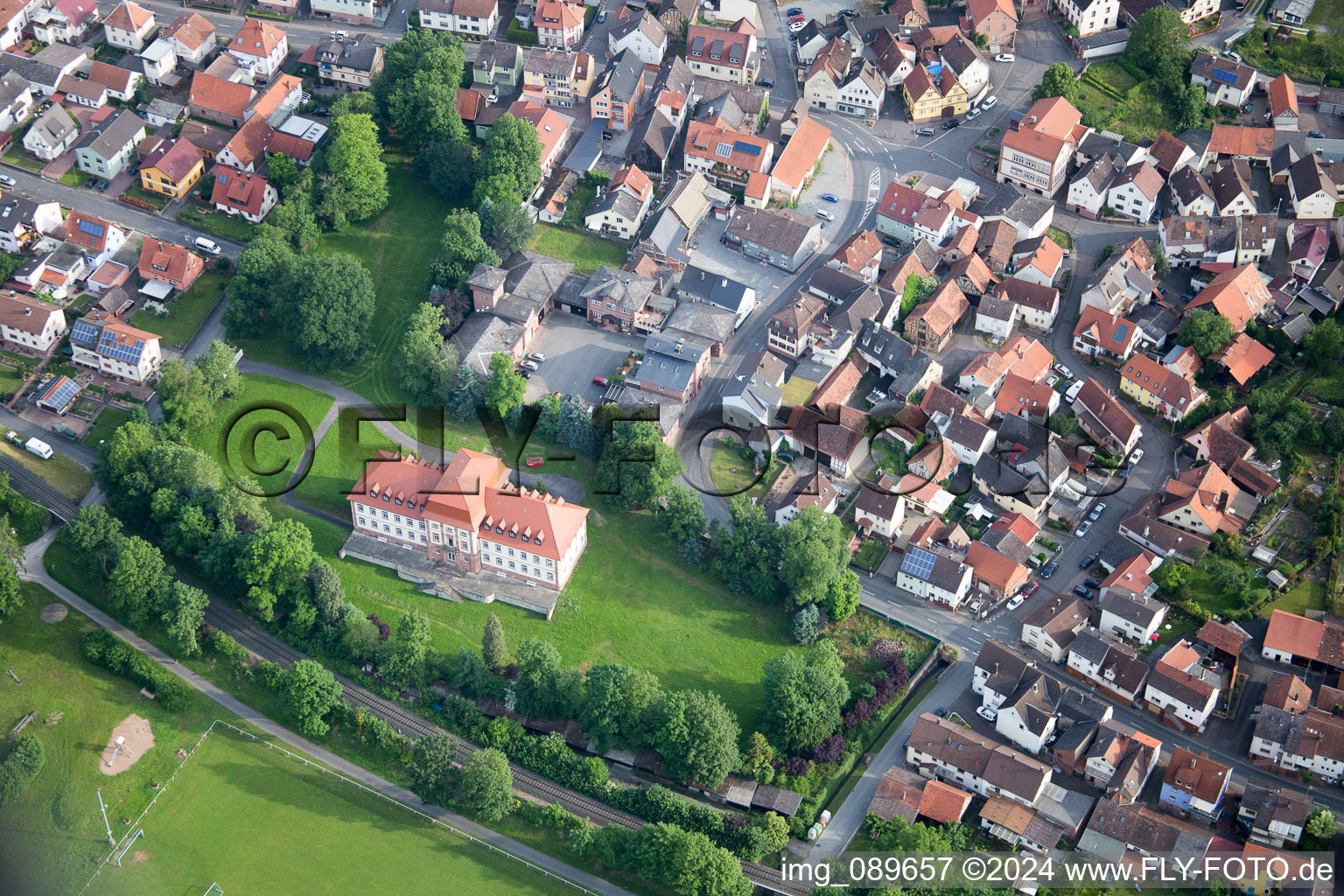 Building complex in the park of the castle Fechenbach in the district Fechenbach in Collenberg in the state Bavaria, Germany