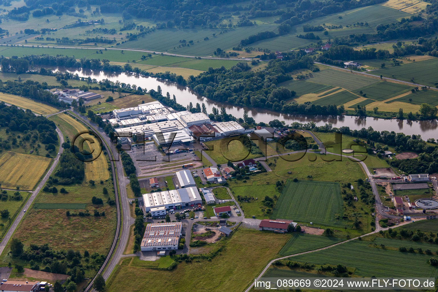 Industrial and commercial area Magna Mirrors GmbH in the district Wildensee in Dorfprozelten in the state Bavaria