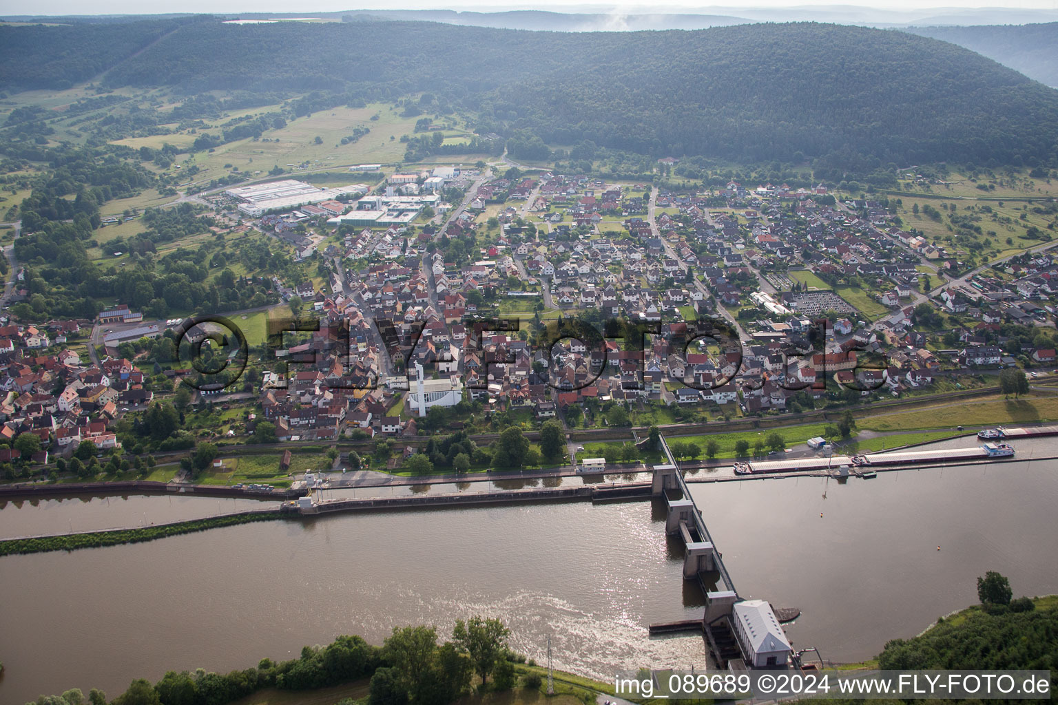 Aerial view of Faulbach in the state Bavaria, Germany