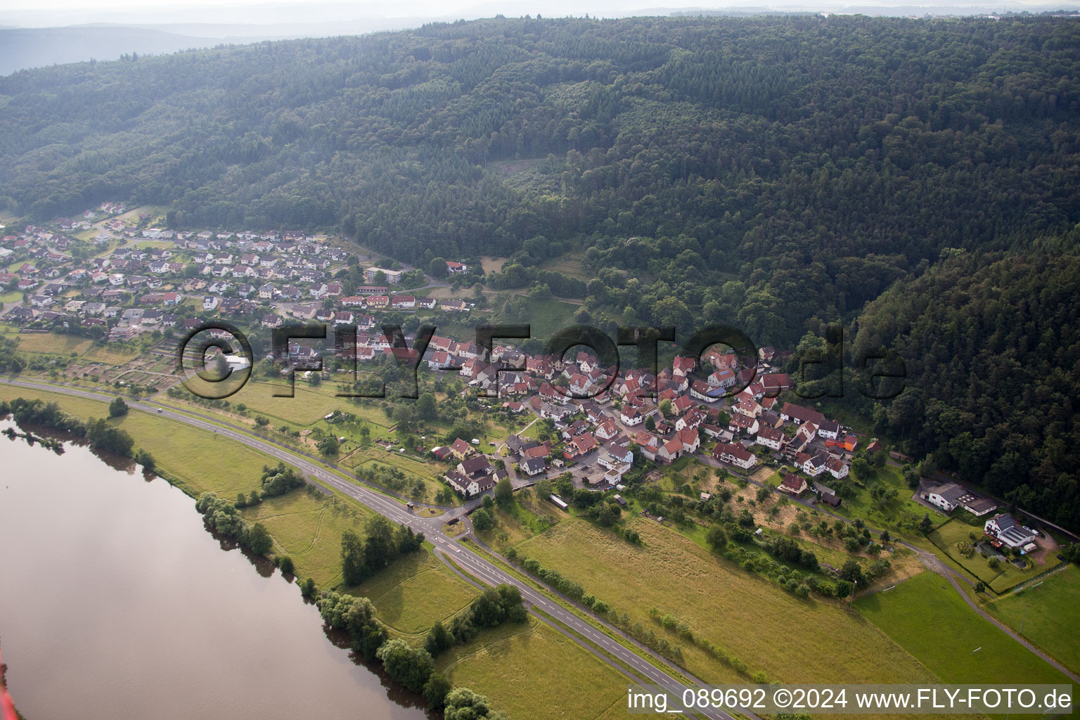 Town on the Main in the district Grünenwört in Wertheim in the state Baden-Wuerttemberg, Germany