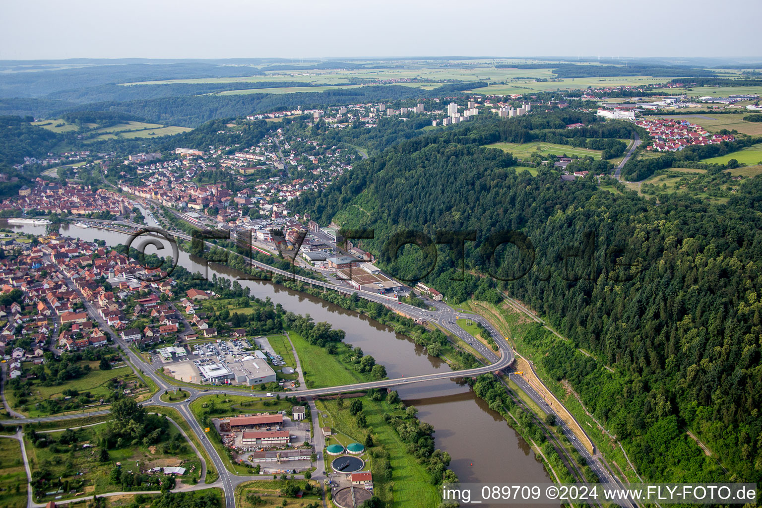 River - bridge construction ueber den Main in Kreuzwertheim in the state Bavaria, Germany