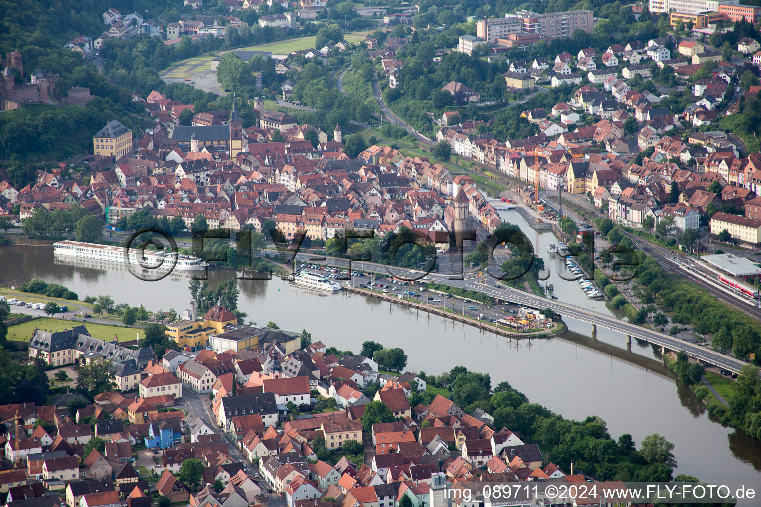 Aerial photograpy of Wertheim in the state Baden-Wuerttemberg, Germany