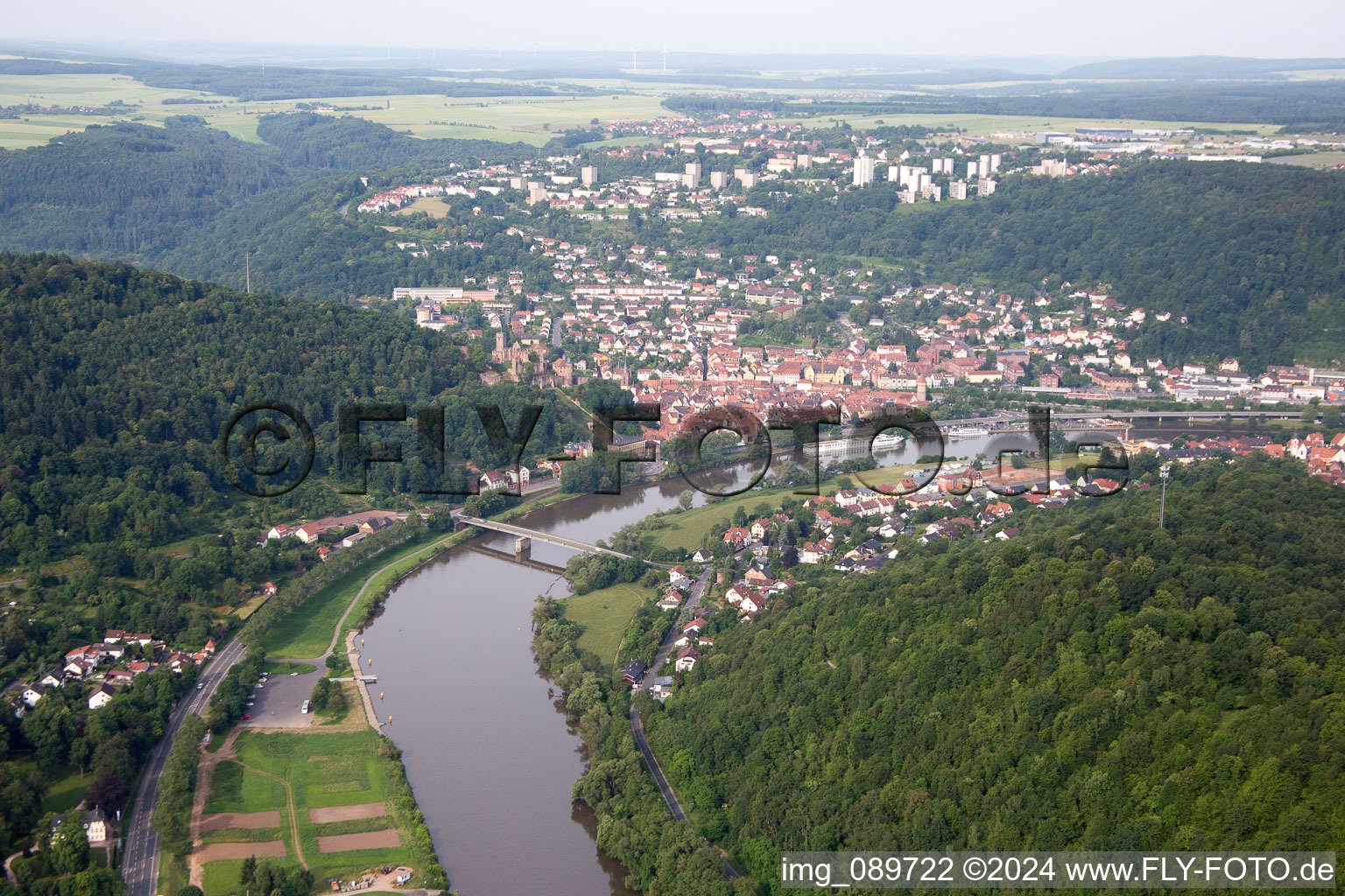 Wertheim in the state Baden-Wuerttemberg, Germany from above